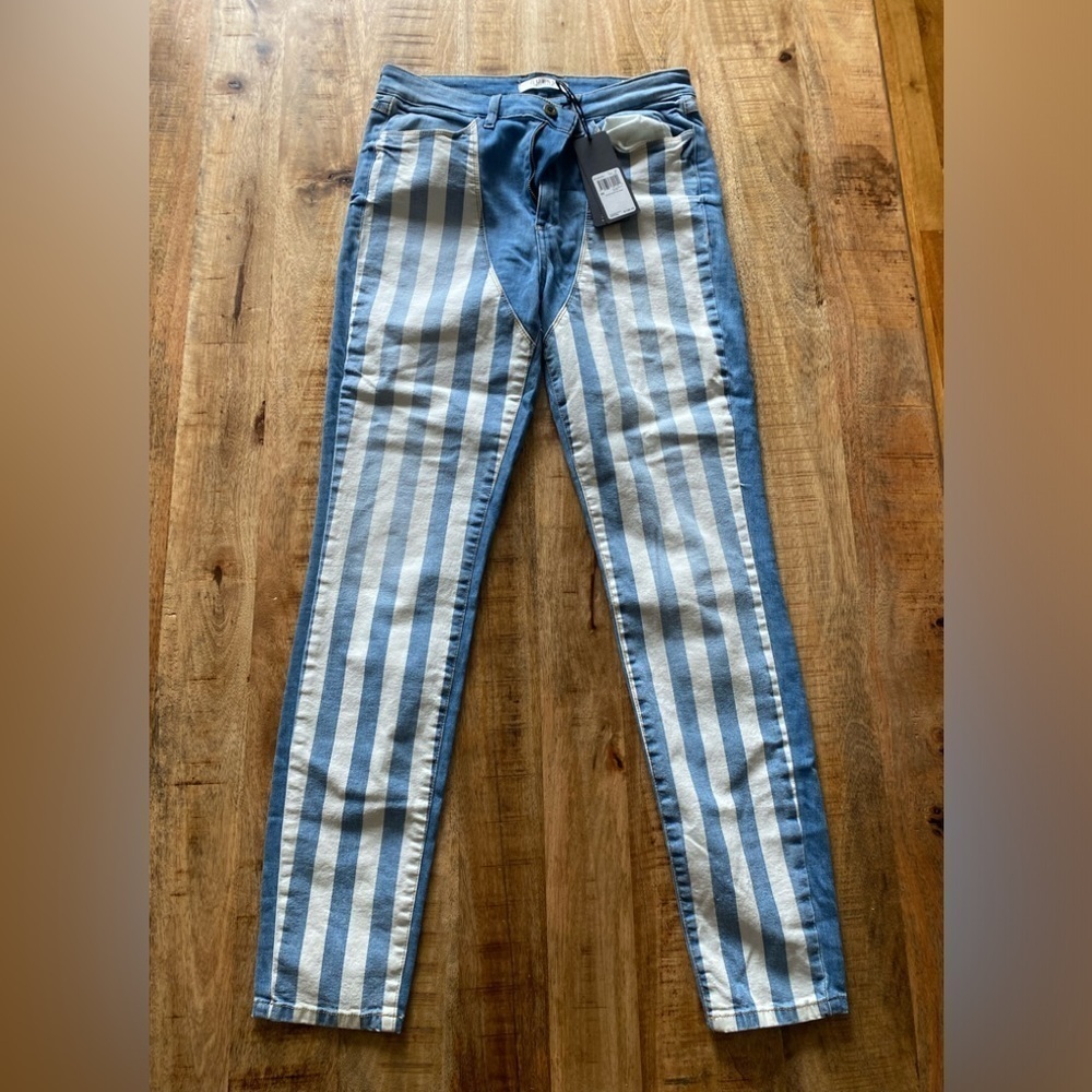 Guess jeans vintage rocker 1981 skinny hip hop destroy distress NEW NWT striped